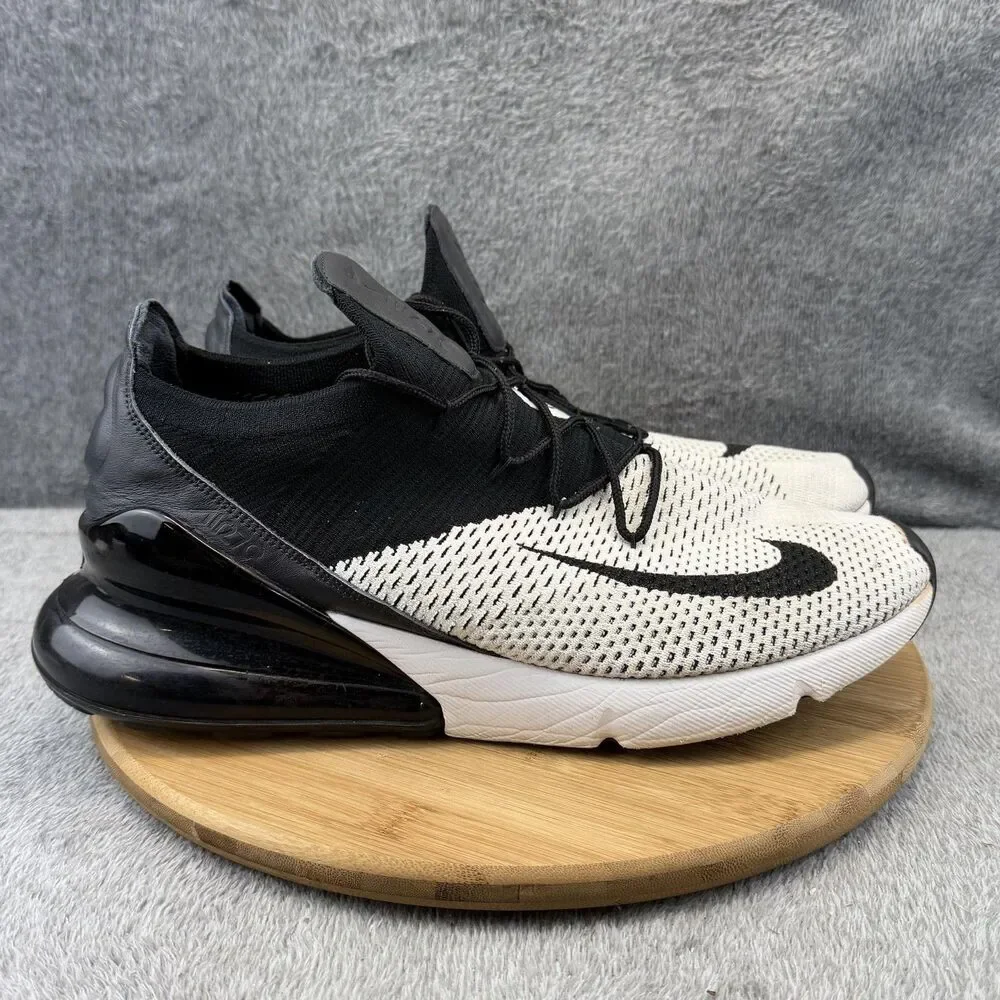 Nike Air Max 270 Flyknit Shoes Mens Size 14 White Black Sneakers AO1023-100